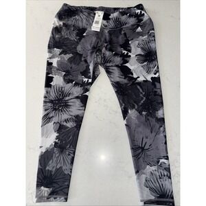 ADIDAS Womens 3X TE AOP‎ High Rise Full Length, Black & Grey Floral Print Tights